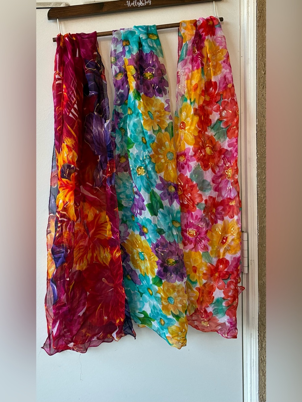 3 Women's vintage Floral Sheer Scarf’s
